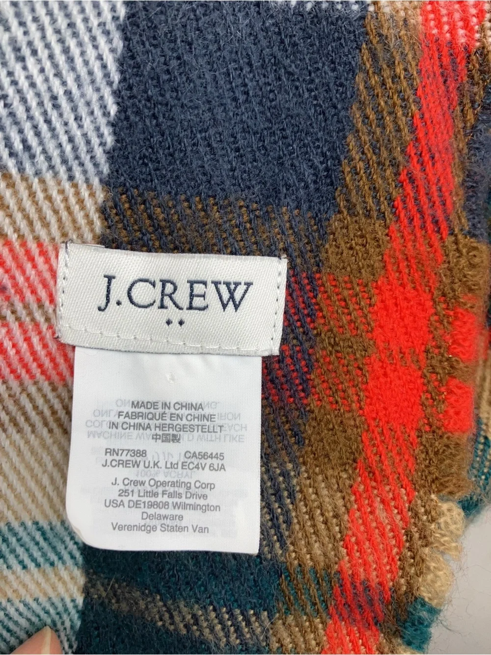 J Crew Plaid Fringe Throw Scarf in Multicolor